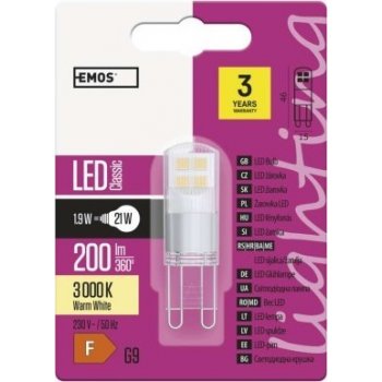 Emos LED žárovka Classic JC 1,9W G9 teplá bílá