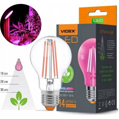 VIDEX LED žárovka E27 8W pro pěstování rostlin – Zboží Mobilmania