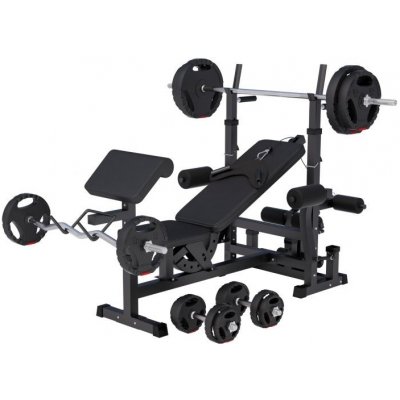 Gorilla Sports posilovací lavice s nakládacím setem 100 kg černá – Zboží Mobilmania