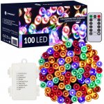 SPRINGOS LED světelný řetěz 10m 100LED 8 funkcí ovladač 3xAA IP44 multicolor – Hledejceny.cz