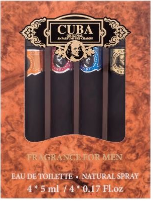 Cuba Set Miniatures EDT Gold 5 ml + EDT Blue 5 ml + EDT Orange 5 ml + EDT Red 5 ml dárková sada