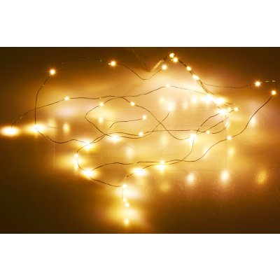 Euro Habitat Více prutý mikro LED pásek na baterie 53cm 36 diod Teplá bílá čirý kabel