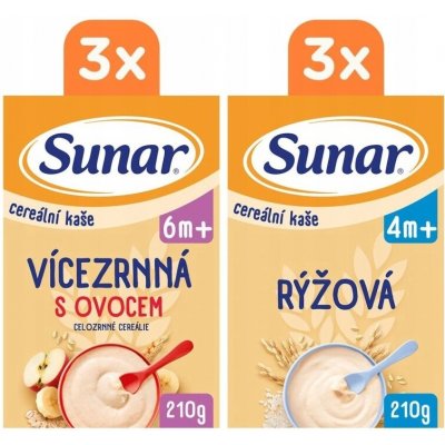 Sunar cereální kaše Vícezrná s ovocem 6 x 210 g – Sleviste.cz
