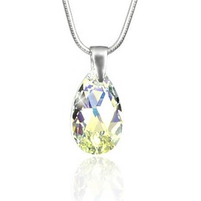 SILVEGO Stříbrný přívěsek Kapka Crystal AB vyrobený se SWAROVSKI ELEMENTS LSW109P