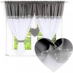 BytoTex Hotová záclona s řasící páskou Srdíčka bílá/světle šedá 400x145 cm – Hledejceny.cz