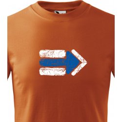 Canvas dětské tričko Turistická šipka modrá, oranžová