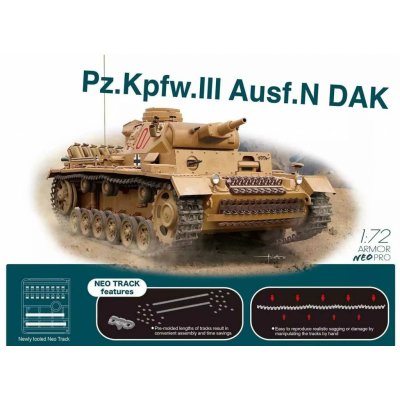 Dragon Pz.Kpfw.III Ausf.N DAK w/Neo Track Model Kit tank 7634 1:72