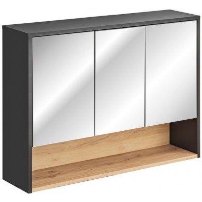 COMAD Závěsná skříňka se zrcadlem - BORNEO 845, šířka 100 cm, grafit/dub artisan