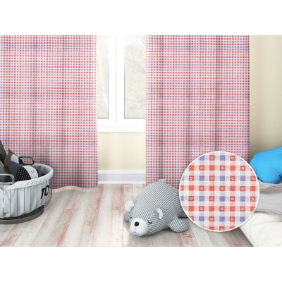 Biante Dětský dekorační závěs Leona LN-028 Červeno-modré káro 130x240 cm – Zboží Mobilmania