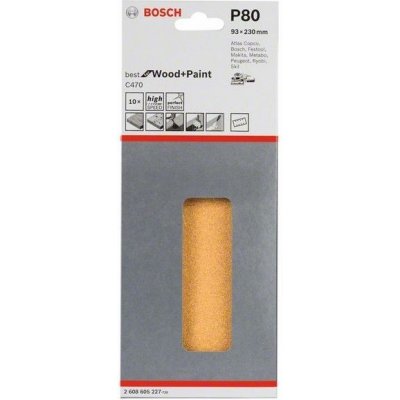 10x Brusný papír - brusivo pro vibrační brusky Bosch Best for Wood and Paint C470 93x230mm, hr. 80, 8 otvorů (2608605227) – Zboží Mobilmania