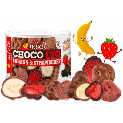 MIXIT Křupavé banánky a jahody v čokoládě 150 g – Zboží Mobilmania