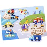 Teddies vkládačka/puzzle deskové obrysové dopravní prostředky dřevo 30x21cm ve fólii – Sleviste.cz