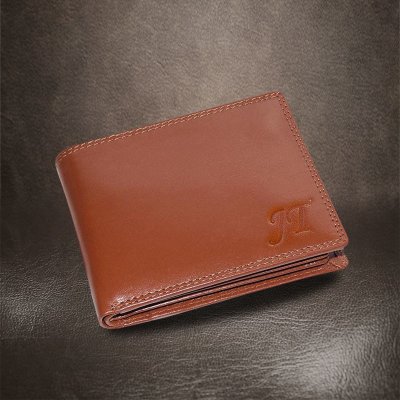 Pánská hnědá kožená peněženka Ricardo Leather RFID s monogramem ražba – Zboží Mobilmania