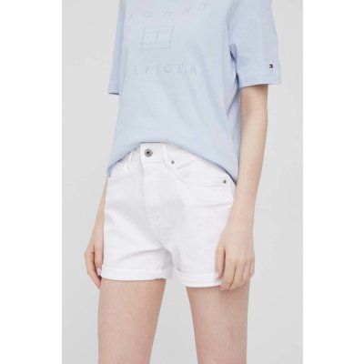 Pepe Jeans džínové šortky Mary Short dámské hladké high waist bílá – Zboží Mobilmania