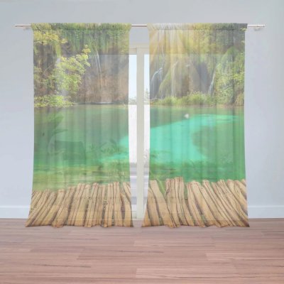 Záclony Jezírko s vodopádem: 2 ks - 150x250 cm - Sablio – Hledejceny.cz