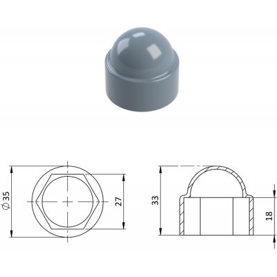 Kovoinox Krytka plastová na matice a šrouby M18, šedá – Hledejceny.cz