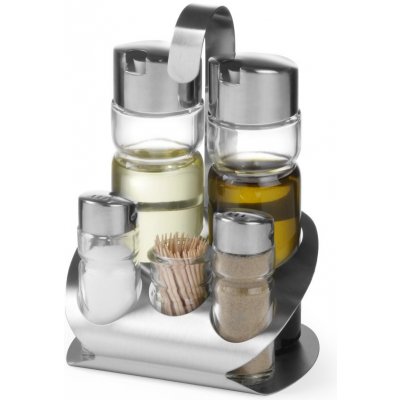 Hendi 465363 Menážka pětidílná sůl. pepř ocet olej a párátka – Hledejceny.cz