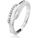 Šperky eshop Stříbrný prsten 925 dva zirkonové proužky hladký pás uprostřed BB18.14 – Zboží Mobilmania