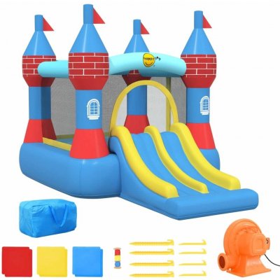 Happy Hop Nafukovací hrad s dvojitou skluzavkou 368,5x265x220 cm – Zboží Mobilmania