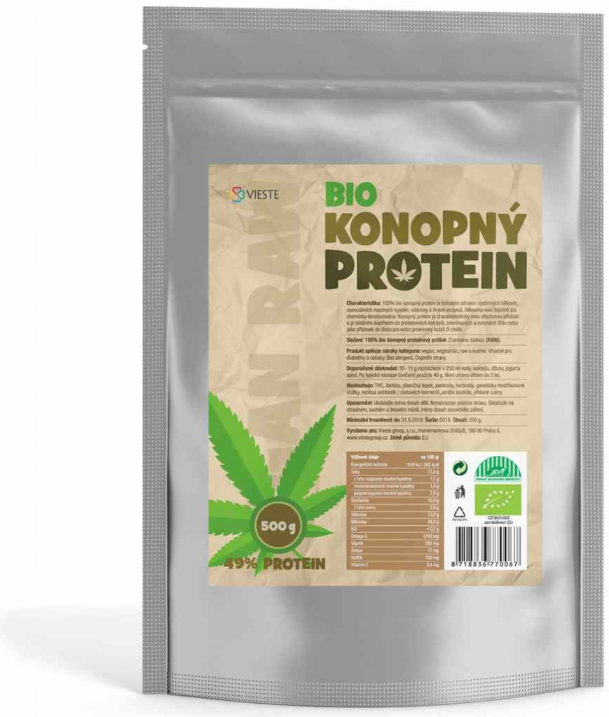Vieste Bio Konopný protein 49% RAW 500 g