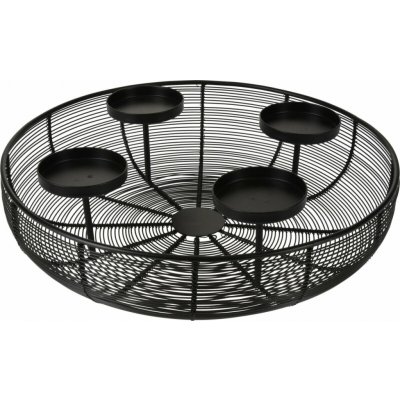 Svícen na 4 svíčky kul.pr.36x10cm kov.drátěný ČER – Zboží Dáma