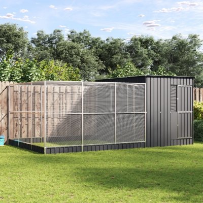 vidaXL Voliéra s nástavbou stříbrná 497 x 303 x 216 cm ocel 3214263 – Zboží Dáma