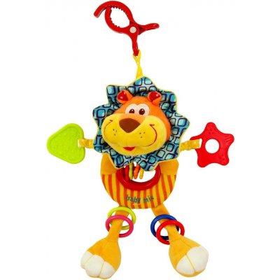 Baby Mix Plyšová hračka s chrastítkem lev s klipem – Zboží Mobilmania