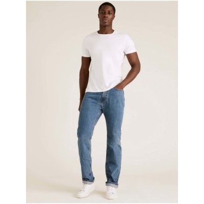Marks & Spencer bavlněné džíny pro velkou a vysokou postavu normální střih modrá