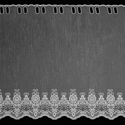 Forbyt organzová vitrážová záclona 98435 ornamenty, vyšívaná s bordurou, bílá, výška 50cm (v metráži) – Zboží Mobilmania