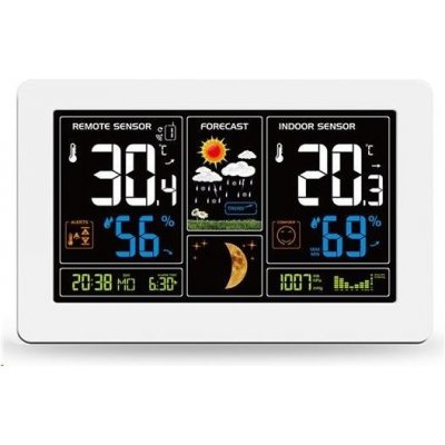 Solight TE81W meteostanice, extra velký barevný LCD, teplota, vlhkost, tlak, RCC, USB nabíjení, bílá – Zbozi.Blesk.cz