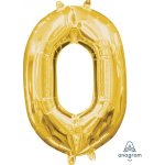 Amscan Balónek narozeniny číslo 0 zlatý 35 cm x 25 cm