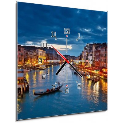 Obraz s hodinami 1D - 50 x 50 cm - Grand Canal at night, Venice Velký kanál v noci, Benátky – Zboží Mobilmania