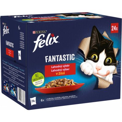 Felix Fantastic s kuřetem hovězím králíkem a jehněčím v želé 24 x 85 g – Zbozi.Blesk.cz