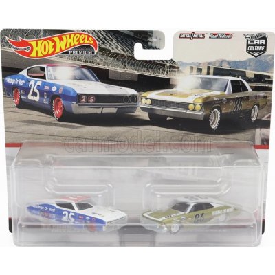 Mattel hot wheels Ford usa Set 2x Torino Talladega N 25 Racing + Chevrolet Chevelle N 86 Racing 1966 Bílé Modré Zlato 1:64 – Zbozi.Blesk.cz