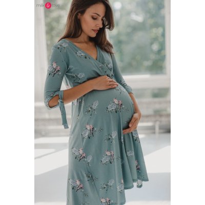 Těhotenské kojící šaty Two Ways Midi Dress Eucalyptus