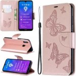 Pouzdro Butterfly PU kožené peněženkové Huawei Y7 (2019) - růžovozlaté – Hledejceny.cz