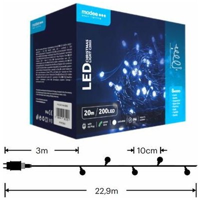 Modee ML-C2005 200LED 20m vánoční řetěz , studená 8 programů IP44 – Hledejceny.cz