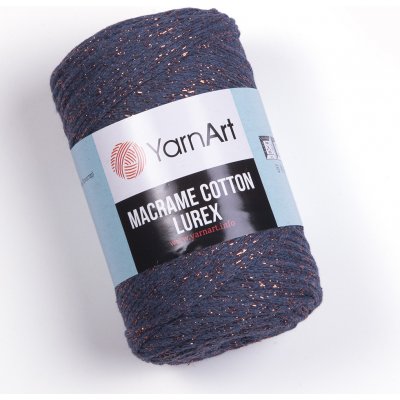 Yarn Art Macrame Cotton Lurex 731 šedomodrá s měděnou nitkou