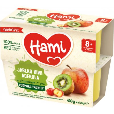 Hami 100% ovoce Jablko kiwi acerola 4 x 100 g – Sleviste.cz