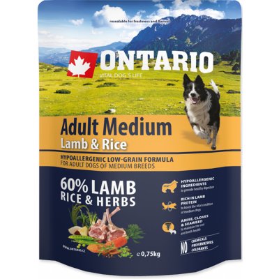 Ontario Adult Medium Lamb & Rice 2 x 0,75 kg
