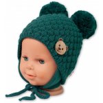 BABY NELLYS Zimní pletená čepice Teddy Bear na zavazování zelená – Zboží Dáma
