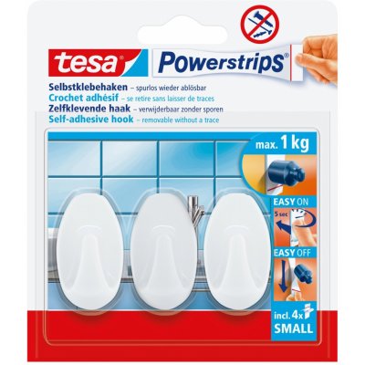 tesa Samolepicí háčky Powerstrips S malé oválné, bílá, 3 ks – Zboží Dáma