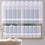 Forbyt žakárová vitrážová záclona EMILY, květinový vzor, s bordurou, bílá, výška 50cm (v metráži) – Zboží Mobilmania