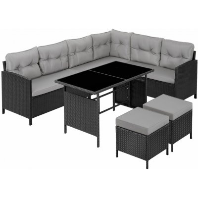 tectake 406513 ratanová sestava barletta černá/šedá – Zbozi.Blesk.cz