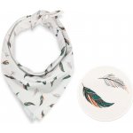 Biante bavlněný šátek Sandra SA-460 zeleno-růžová pírka na bílém – Zboží Dáma