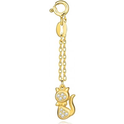 Šperky eshop Přívěsek ze stříbra zlatá kočka s ocasem čiré zirkony G12.04 – Zboží Mobilmania