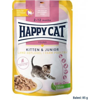 Happy Cat Kitten & Junior Drůbež 85 g – Sleviste.cz