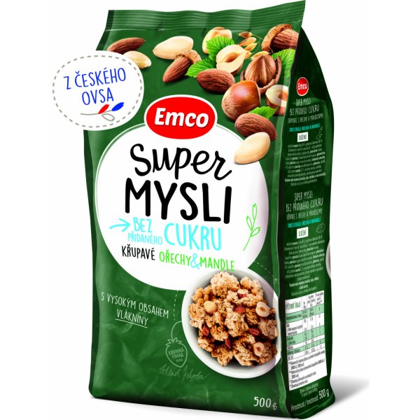 Cereálie a müsli Emco Super mysli bez přidaného cukru ořechy a mandle 500 g