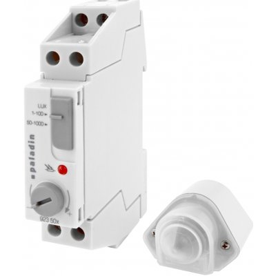 Eleman Spínač soumrakový PALADIN 923500 1-1000lux 16A s ext. čidlem IP54 šedý na DIN 1008149 – Hledejceny.cz