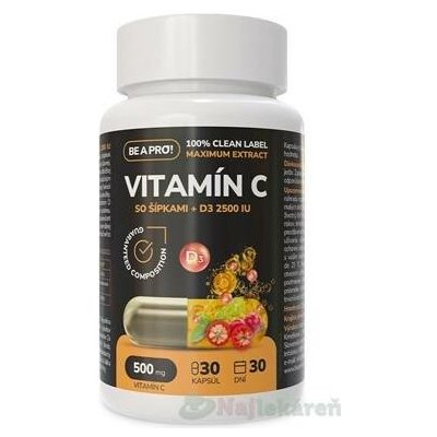 Be a Pro! D3 2500 IU + Vitamín C se šípky 30 kapslí – Hledejceny.cz